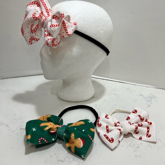 Holiday Bow Hair Accessory Trio set 3 - Picture 1 of 8